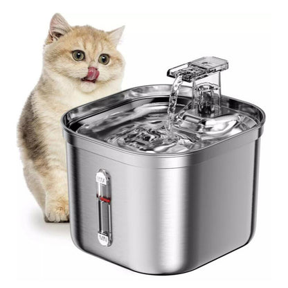 2.2L Pet Water Dispenser Stainless Steel Cat Water Fountain Automatic Circulation Electronic Pet Supplies Smart Drinking Bowl