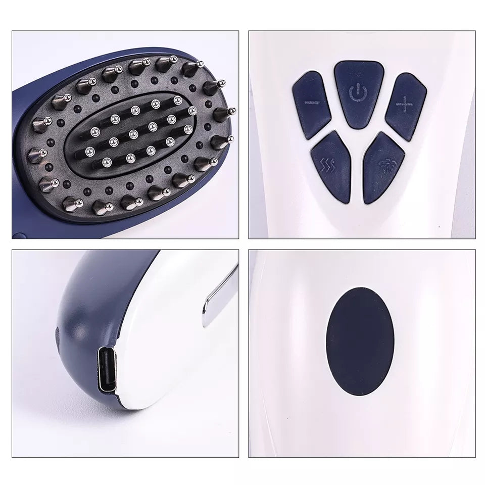 Electric Laser Hair Growth Comb Anti Hair Loss Massage Therapy Ions Vibration Red Blue Light Electric Laser Hair Growth
