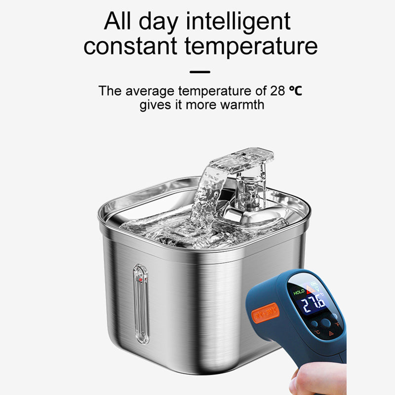 2.2L Pet Water Dispenser Stainless Steel Cat Water Fountain Automatic Circulation Electronic Pet Supplies Smart Drinking Bowl