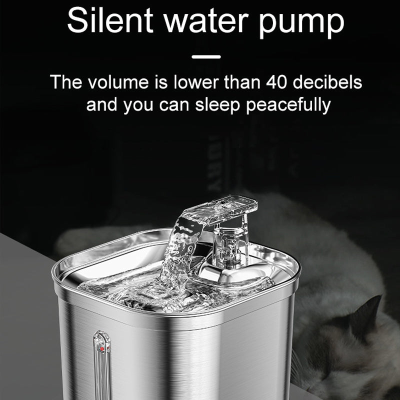 2.2L Pet Water Dispenser Stainless Steel Cat Water Fountain Automatic Circulation Electronic Pet Supplies Smart Drinking Bowl