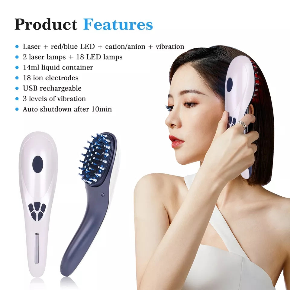 Electric Laser Hair Growth Comb Anti Hair Loss Massage Therapy Ions Vibration Red Blue Light Electric Laser Hair Growth